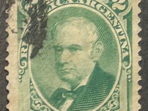 Sello Argentina 1877 - Vicente. López y Planes - 2 Centavos Usado Verde