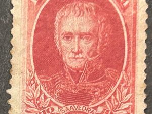 Sello Argentina  - Saavedra - 5C Rojo