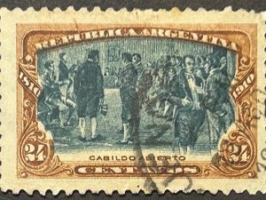 Sello Argentina 1910 - Cabildo Abierto - 24 Céntimos Usado