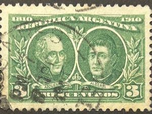 Sello Argentina 1910 - Azcuenaga y Alberdi - 3c Verde Usado