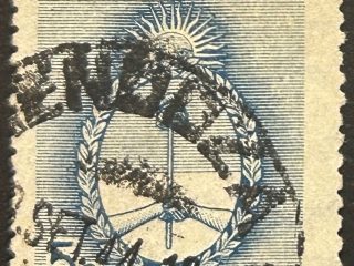 Sello Argentino 1944 - Escudo - 5C Azul Usado