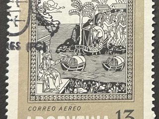 Sello Argentina 1964 - Día de la Raza - 13 Pesos Correo Aéreo Usado