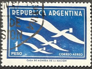 Sello Argentina - Aves con Mensaje - 1 Peso Usado Aéreo