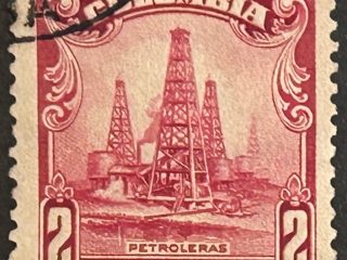 Sello Colombia 1935 - Petroleras - 2 Centavos Rojo oscuro Usado