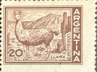 Sello Argentina 1961 - Llama - 20c Marrón Nuevo
