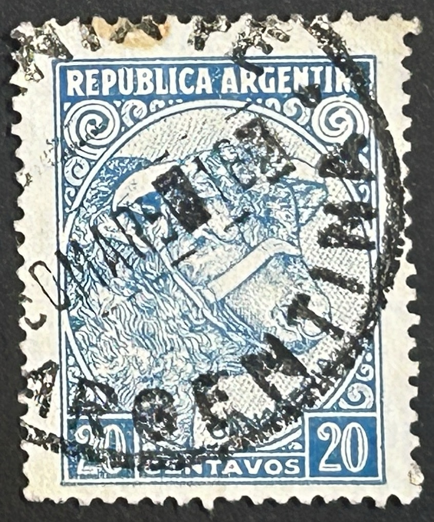 Sello Argentina 1951 - Ganadería - 20c Azul Usado