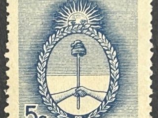 Sello Argentina 1944  - Escudo - 5c Azul Nuevo