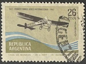 Sello Argentina 1967 - Primer Correo Aéreo Internacional- 26 Pesos Aéreo Usado