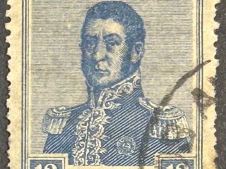 Sello Argentina 1917 - San Martín - 12 Centavos Azul Usado