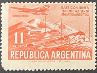 Sello Argentina 1965 - Basé Conjuntq Antonio Matienzo - 11 Pesos Aéreo Naranja Nuevo