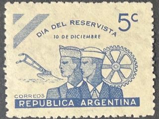 Sello Argentina 1944 - Día del Reservista - 5c Azul Nuevo