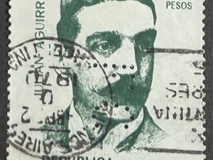 Sello Argentina 1969 - Julián Aguirre - 6 Pesos Verde Oscuro usado