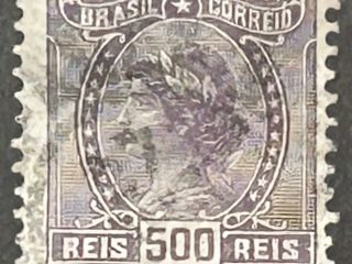 Sello Brazil 1918 - Alegoría de la República - 500 Reus Lila Usado