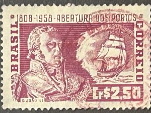 Sello Brasil 1958 - Abertura dos Porto’s - 2,50 Cr$ Usado