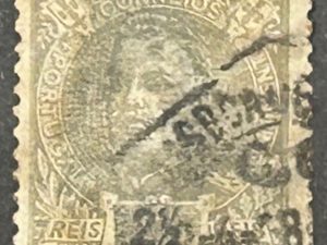 Sello Portugal 1910 - Rey Carlos I - 2 1/2 Reis Gris Usado