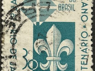 Sello Brasil 1965 - Jamboree Panamericano - 30 Cruzeiros Verde Usado