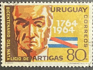 Sello Uruguay 1965 - Natalicio de Artigas - 80c Usado