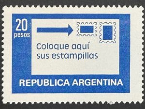 Sello Argentina 1978 - Coloque aquí sus Estampillas- 20 pesos azul Usado