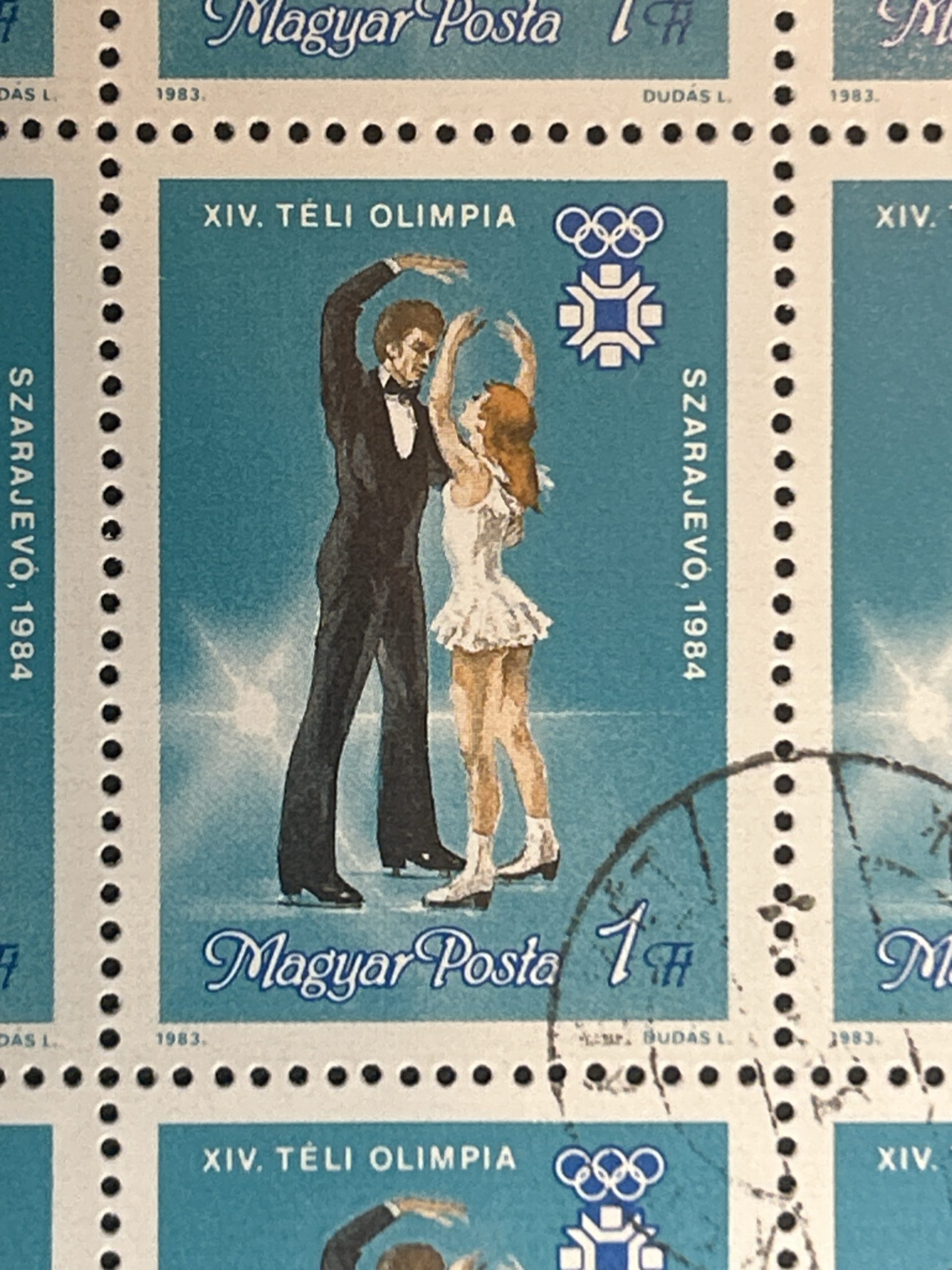 Bloque Sellos Hungría 1983 - Baile Sarajevo 1984 - 50 sellos de 1Ft Nuevos precancelados - Imagen 2