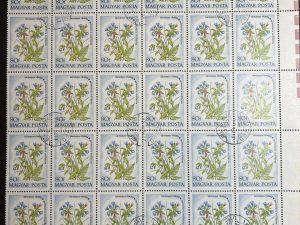 Bloque Sellos Hungría 1973  - Flores : Pulmonaria Mollisima  - 30 sellos de 80f Matasellado sin goma