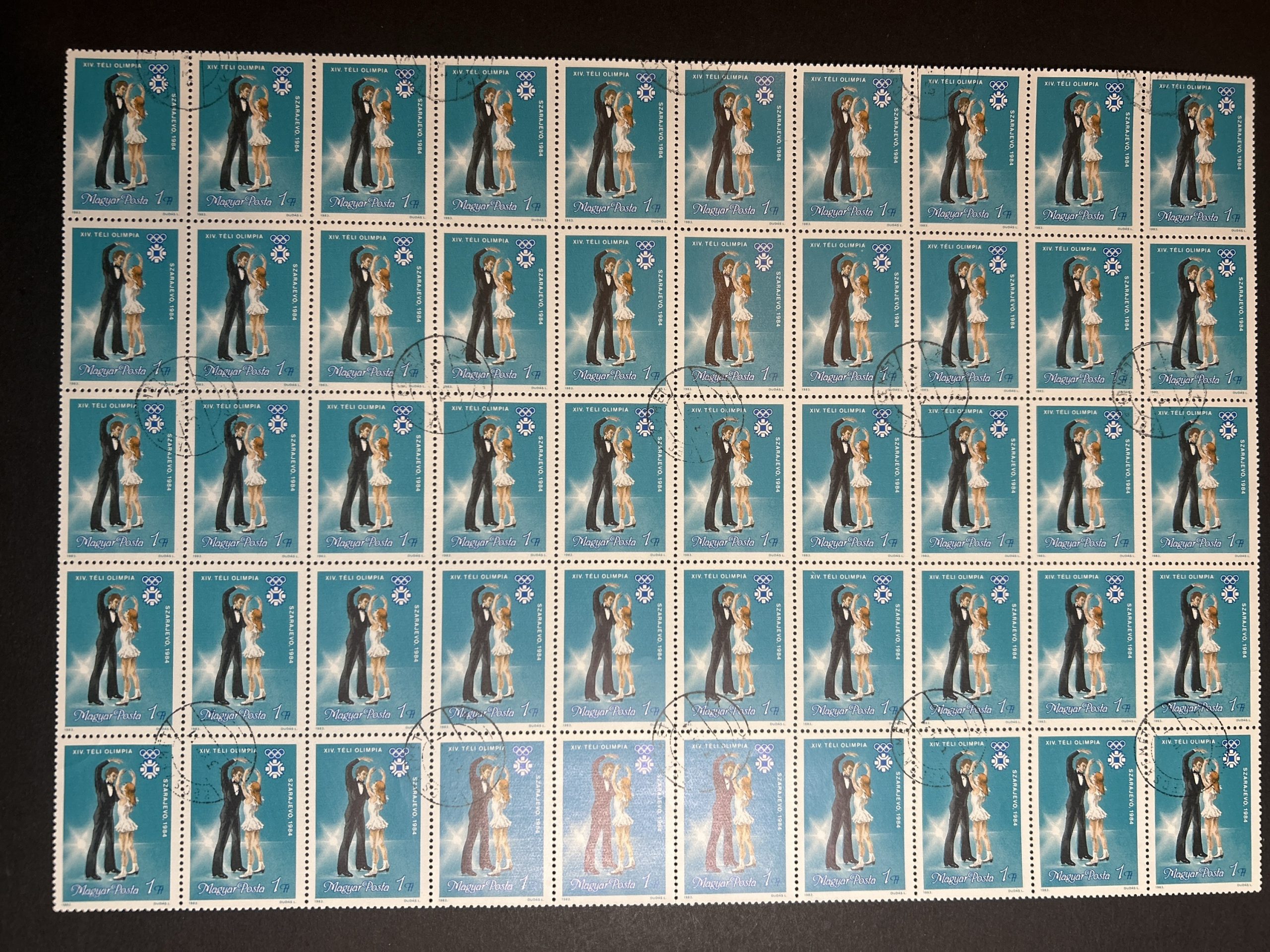 Bloque Sellos Hungría 1983 - Baile Sarajevo 1984 - 50 sellos de 1Ft Nuevos precancelados