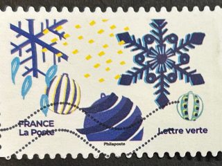 Sello Francia 2021 - Copos de Nieve - Lettre Verte