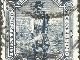 Sello Uruguay 1897 - Gaucho - 1 Centésimo Azul
