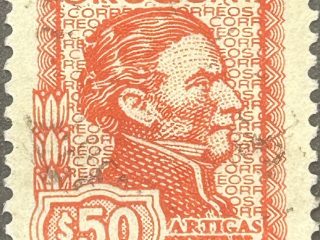 Sello Uruguay 1973 - Artigas de Medina - 50 pesos Rojo, Usado
