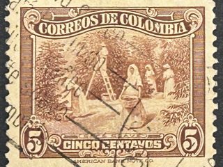 Sello Colombia 1934 - Cosecha de Café - 5 centavos Marrón Usado