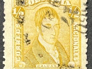 Sello Colombia 1917 - Caldas -  1/2 Medio Centavo Amarillo Usado