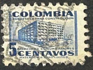 Sello Colombia - Sobretasa para Construcción- 5 centavos Azul Usado