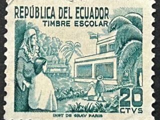Sello Ecuador 1952 - Timbe Escolar- 20 ctvs Verde Usado