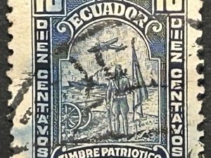 Sello Ecuador  1937 - Timbre Patriótico- 10 Centavos Verde Usado