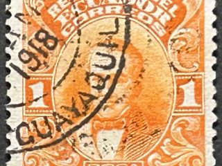 Sello Ecuador 1916 - Roca - Un Centavo Naranja Usado