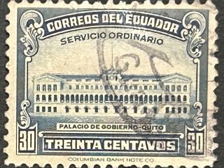 Sello Ecuador 1944 - Palacio de Gobierno Quito - 30 centavos Azul Usado