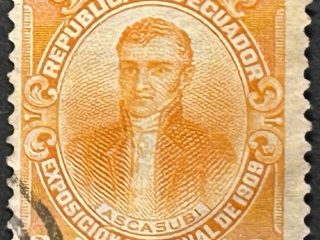 Sello Ecuador 1909 - Ascasubi - 3 Centavos Naranja Usado