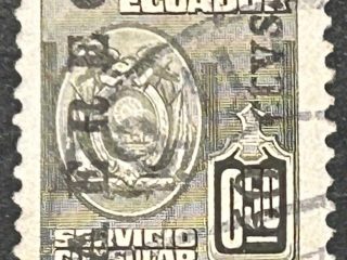 Sello Ecuador 1950 - Servicio Consular - 0,60 ctvs sobreimpreso en 0,50 - Sobreimpreso Aéreo