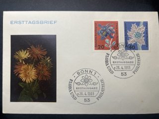 Sobre Primer Día Alemania - 1963 - Flora un Philately - 20 y 40 Marcos