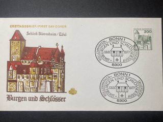 Sobre Primer Día Alemania 1977 - Burgen und Schlosser