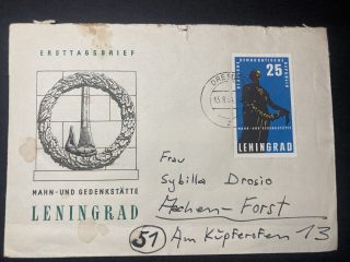 Sobre Circulado Primer Día - Leningrado - de Dresden a Aachen