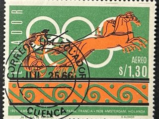 Sello Ecuador 1966 - Juegos Olímpicos: Cuadrigas - 1,30 Sucres Usado Aéreo