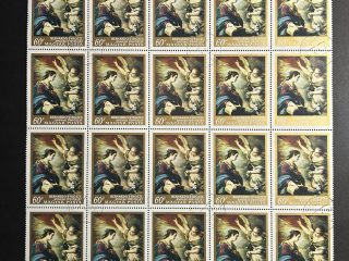 Semi Pliego Hungría 1967 - Pinturas de la Galería Nacional - 20 Valores - 60 Filler Usado