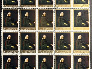 Semi Pliego Hungría 1967 - Pinturas de la Galería Nacional - 20 Valores - 60 Filler Usado