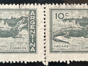 Pareja Sellos Argentina 1959 - Fauna Yacare - 10c Verde Oscuro Usado