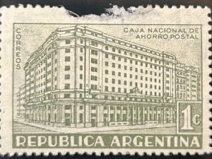 Defectuoso Sello Argentina 1944 - Caja Nacional de Ahorro Postal- 1c a verde Gris Nuevo