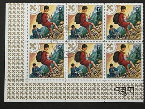 Bloque sellos Bhutan 1971 - 60 Aniversario Scout - 6 Valores - 20 chertum