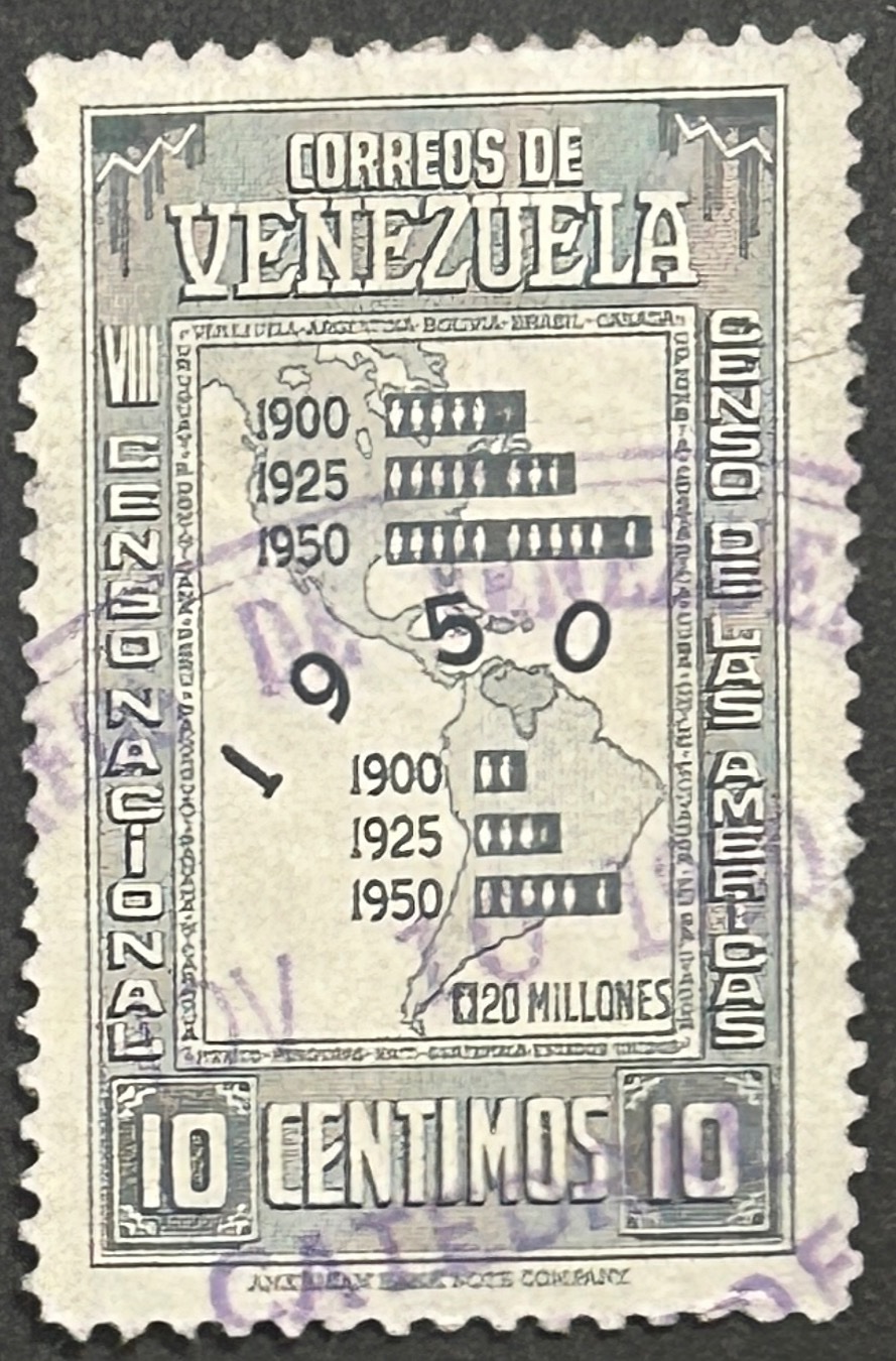 Sello Venezuela 1959 - censo de las Americas - 10 Céntimos Usado