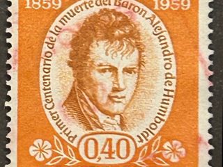 Sello Venezuela 1960 - Alejandro de Humboldt - 0,40 Bolívares Naranja Usado