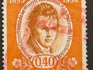 Sello Venezuela 1960 - Alejandro de Humboldt - 0,40 Bolívares Naranja Usado