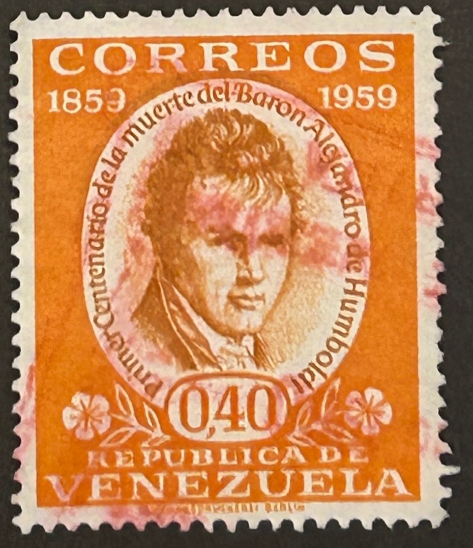 Sello Venezuela 1960 - Alejandro de Humboldt - 0,40 Bolívares Naranja Usado